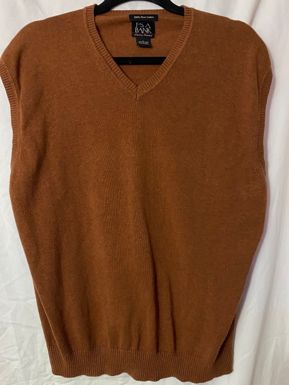 Jos. A. Bank 100% Cotton V Neck Rust Orange Sweater Vest